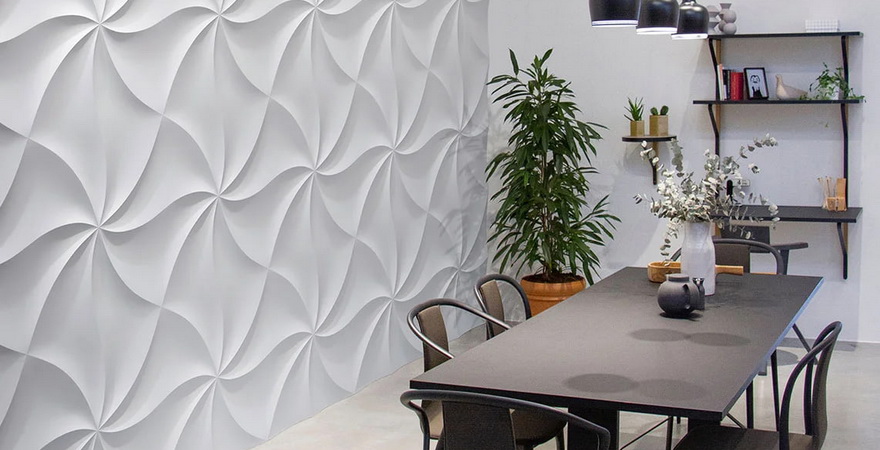 Гипсовые панели в интерьере 3D-панели бывают самых разных форм — от строгих линий до сложных волн.