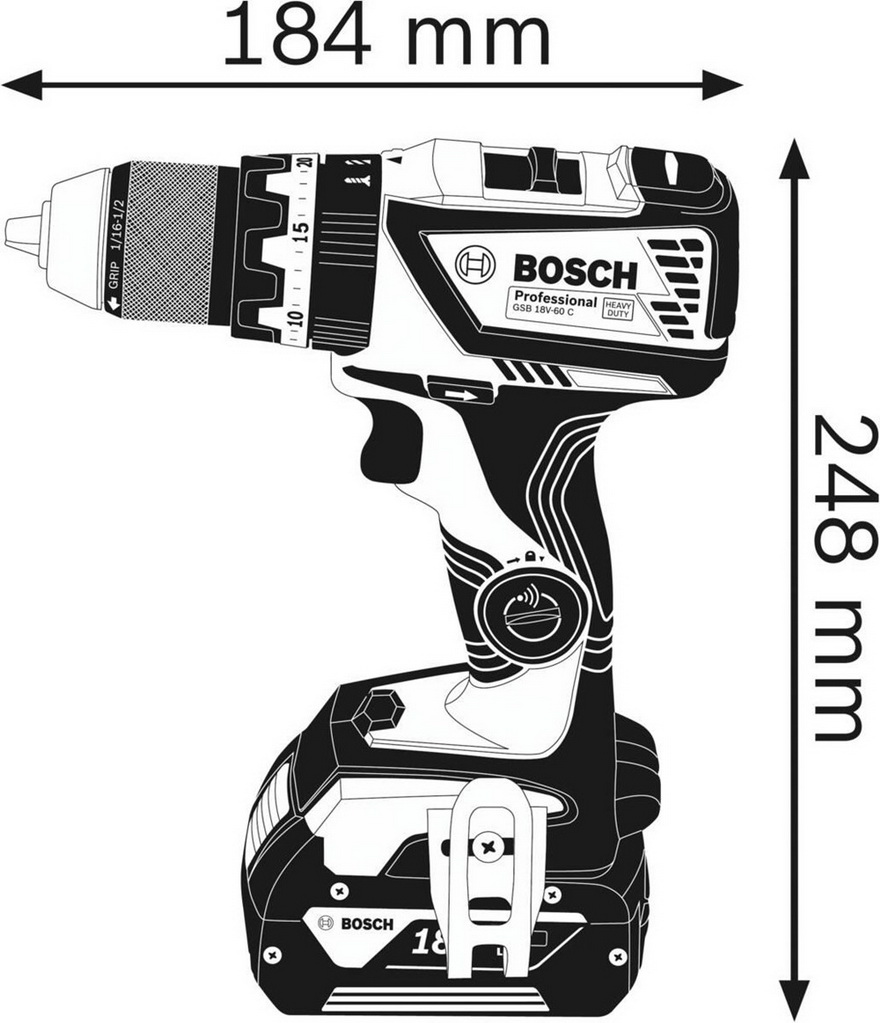 GSB 18V-60 C Professional. Аккумуляторная ударная дрель-шуруповерт Bosch