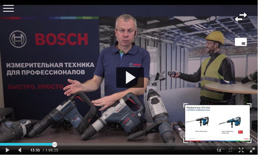 Перфораторы SDS-max, отбойные молотки, бетоноломы Bosch